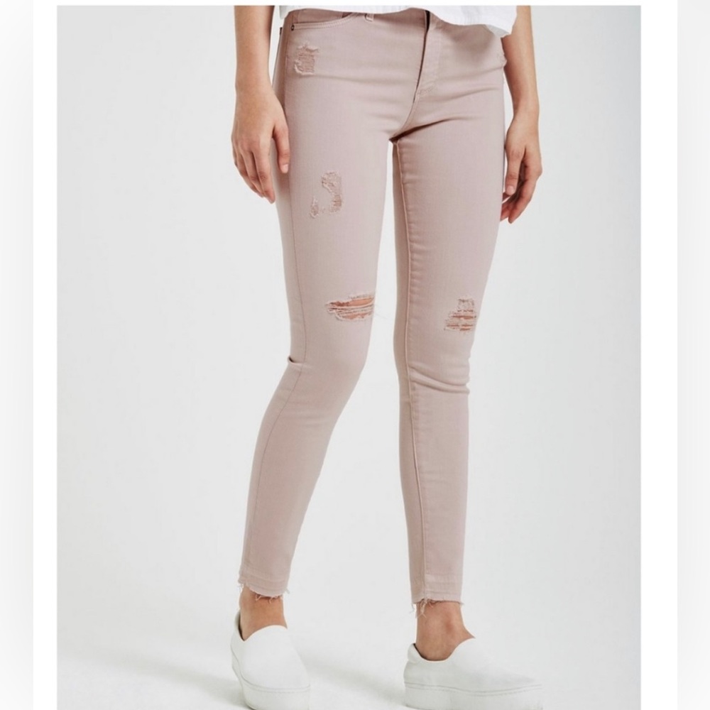 AG Adriano Goldschmeid skinny ankle jeans high rise dusty rose color size 27